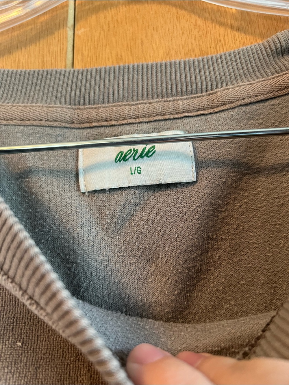 aerie Cozy Taupe Crew Sweatshirt